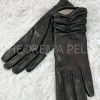 ENNEGI AB07 -guanti donna neri in vera pelle con arricciatura
