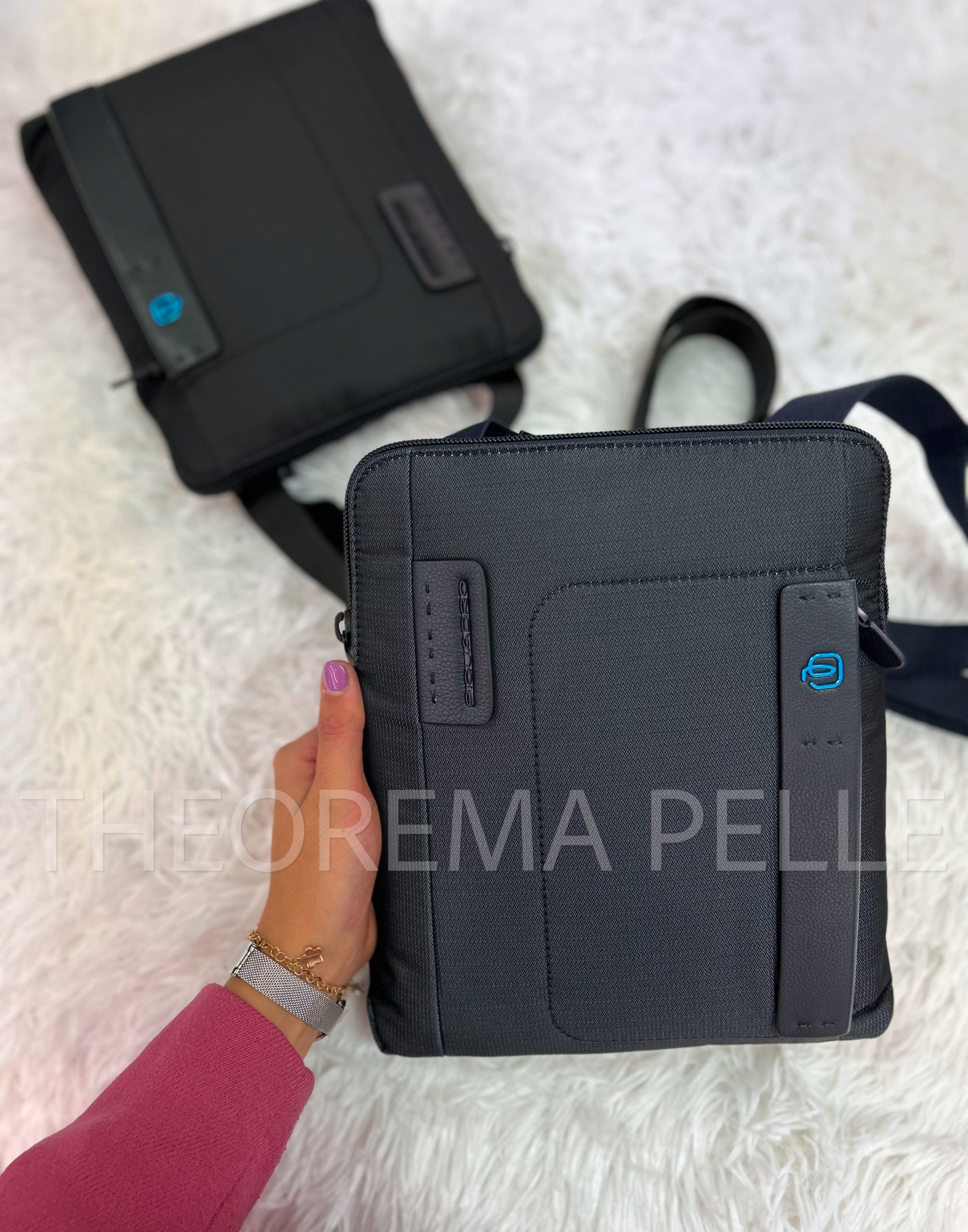 Borsello Piquadro P16 Uomo – Tessuto E Pelle Rossa, Per IPad Mini, PC